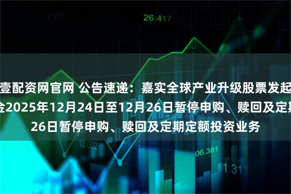 壹配资网官网 公告速递：嘉实全球产业升级股票发起式（QDII）基金2025年12月24日至12月26日暂停申购、赎回及定期定额投资业务