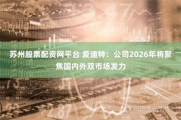 苏州股票配资网平台 爱迪特：公司2026年将聚焦国内外双市场发力
